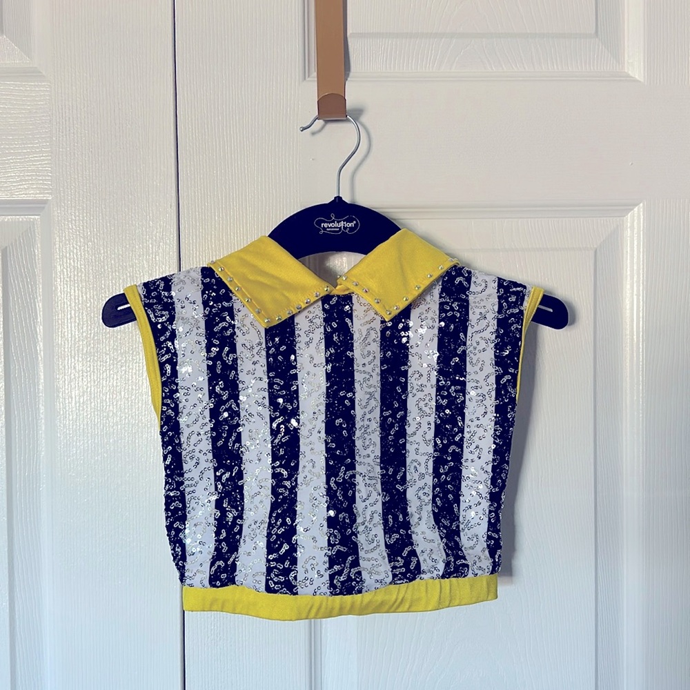 Yellow, black & white dance costume (top and bottom).  Perfect for jazz/hip hop.